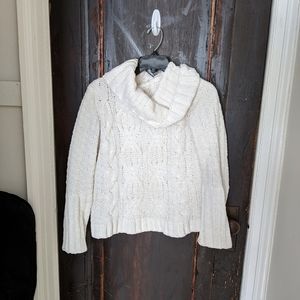 White slouch-neck turtleneck